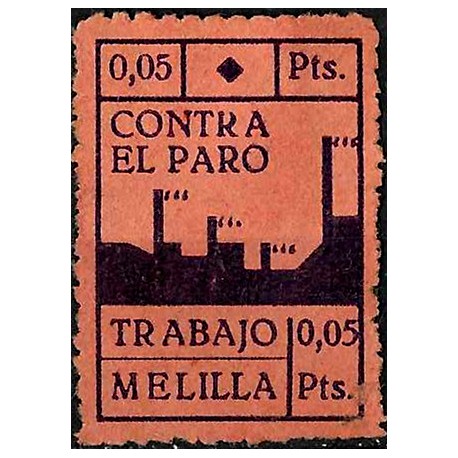 Viñeta. Contra el Paro. Trabajo. Melilla. 0,05 Pesetas (Nuevo, con señal de fijasellos)