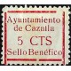 Viñeta. Ayuntamiento de Cazalla. Benéfico. 5 Céntimos (Nuevo, con señal de fijasellos y sin goma)