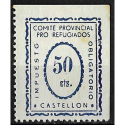 Viñeta. Comité Provincial Pro Refugiados. Castellón. 50 Céntimos (Nuevo, con señal de fijasellos)