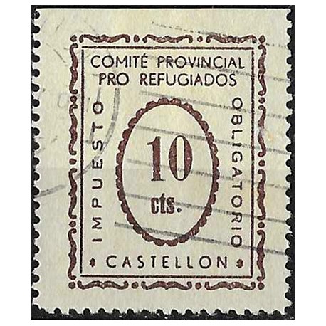 Viñeta. Comité Provincial Pro Refugiados. Castellón. 10 Céntimos (Usado)