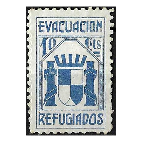 Viñeta. Evacuación Refugiados. 10 Céntimos (Nuevo, con señal de fijasellos)