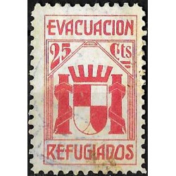 Viñeta. Evacuación Refugiados. 25 Céntimos (Usado)