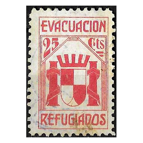 Viñeta. Evacuación Refugiados. 25 Céntimos (Usado)