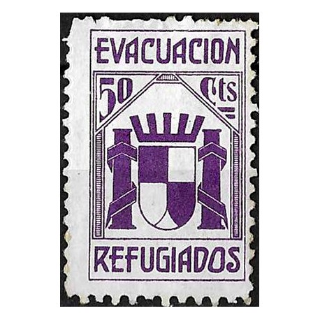 Viñeta. Evacuación Refugiados. 50 Céntimos (Usado)
