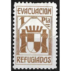 Viñeta. Evacuación Refugiados. 1 Peseta (Nuevo, con señal de fijasellos y rotura)