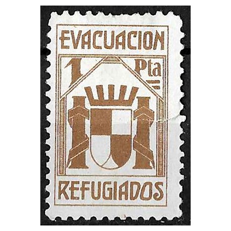 Viñeta. Evacuación Refugiados. 1 Peseta (Nuevo, con señal de fijasellos y rotura)