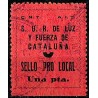 Viñeta. CNT - FAI. S.U.R. de Luz y Fuerza de Cataluña. 1 Peseta (Nuevo, con señal de fijasellos)