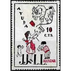Viñeta. Ayuda Alcazar. 10 Céntimos (Nuevo, con señal de fijasellos)