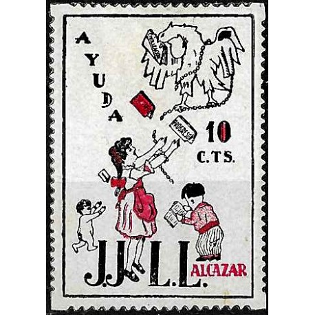 Viñeta. Ayuda Alcazar. 10 Céntimos (Nuevo, con señal de fijasellos)