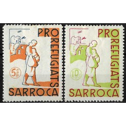 Viñetas. Pro Refugiados. Sarroca. 5 y 10 Céntimos (Nuevo, con señal de fijasellos)