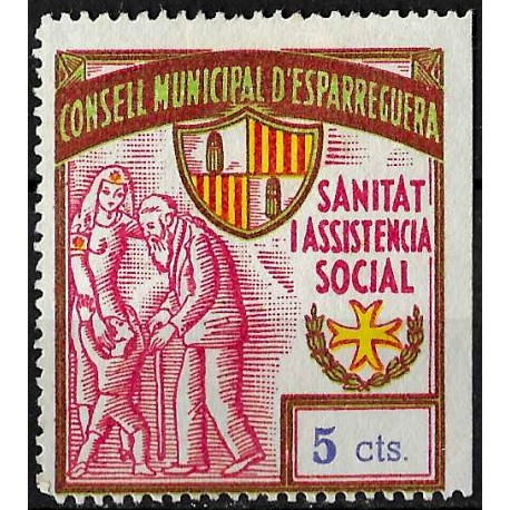 Viñeta. Consell Municipal Esparraguera. 5 Céntimos (Nuevo, con señal de fijasellos)