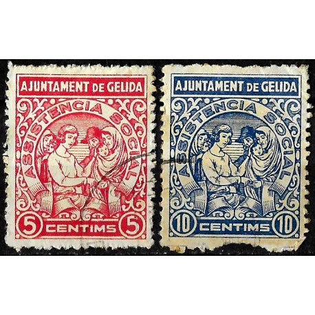 Viñetas. Ayuntamiento de Gelida. 5 i 10 Céntimos (Usados)