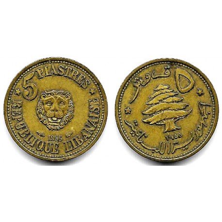 (21) Líbano. 1955. 5 Piastres (MBC)