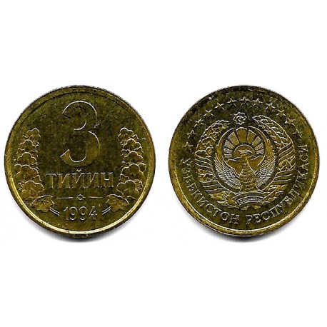 (2.1) Uzbekistán. 1994. 3 Tiyin (EBC)
