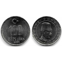 (106) Turquía. 2001. 100 Bin Lira (SC)