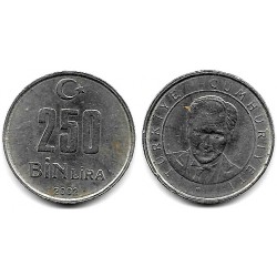 (1137) Turquía. 2002. 250 Bin Lira (MBC)