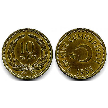 (888) Turquía. 1951. 10 Kurus (MBC+)
