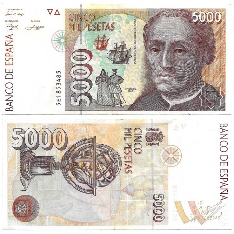 España. 1992. 5000 Pesetas (MBC-) Serie 5E, Leve Mancha