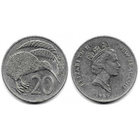 (62) Nueva Zelanda. 1989. 20 Cents (MBC)