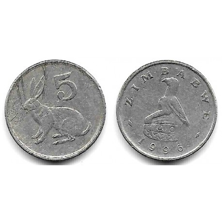 (2) Zimbabue. 1996. 5 Cents (MBC)