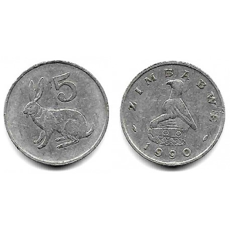 (2) Zimbabue. 1990. 5 Cents (MBC)