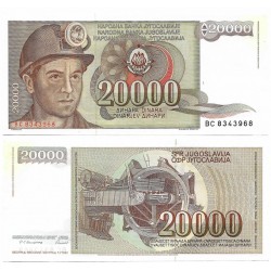 (95) Yugoslavia. 1987. 20000 Dinara (EBC) Esquina Manchada