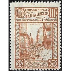 Viñeta. Comisión de Ayuda a Euskadi. 25 Céntimos (Nuevo, con señal de fijasellos)