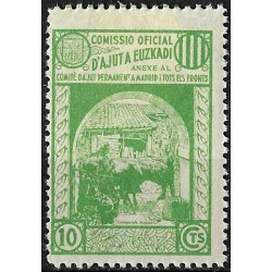 Viñeta. Comisión de Ayuda a Euskadi. 10 Céntimos (Nuevo, con señal de fijasellos)