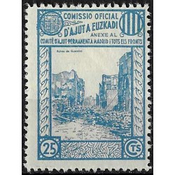 Viñeta. Comisión de Ayuda a Euskadi. 25 Céntimos (Nuevo, con señal de fijasellos)