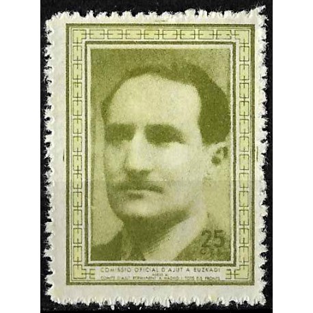 Viñeta. Comisión de Ayuda a Euskadi. 25 Céntimos (Nuevo, con señal de fijasellos)