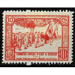 Viñeta. Comisión de Ayuda a Euskadi. 10 Céntimos (Nuevo, con señal de fijasellos)