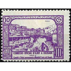Viñeta. Comisión de Ayuda a Euskadi. 10 Céntimos (Nuevo, con señal de fijasellos)