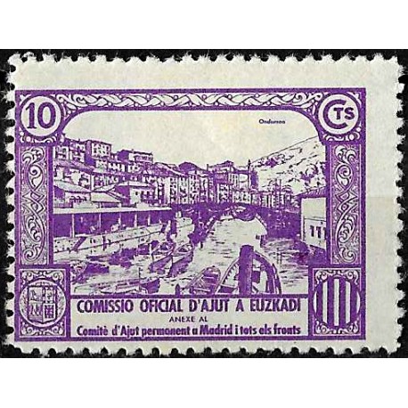 Viñeta. Comisión de Ayuda a Euskadi. 10 Céntimos (Nuevo, con señal de fijasellos)