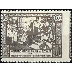 Viñeta. Comisión de Ayuda a Euskadi. 10 Céntimos (Nuevo, con señal de fijasellos)