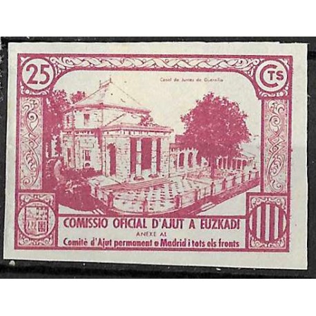 Viñeta. Comisión de Ayuda a Euskadi. 25 Céntimos (Nuevo, con señal de fijasellos)