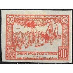 Viñeta. Comisión de Ayuda a Euskadi. 10 Céntimos (Nuevo, con señal de fijasellos)