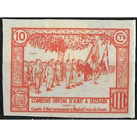 Viñeta. Comisión de Ayuda a Euskadi. 10 Céntimos (Nuevo, con señal de fijasellos)