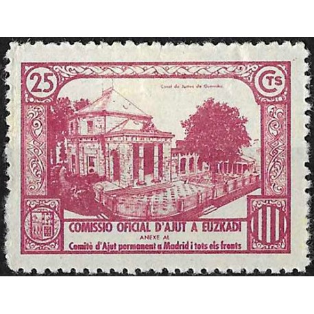 Viñeta. Comisión de Ayuda a Euskadi. 25 Céntimos (Nuevo, con señal de fijasellos)