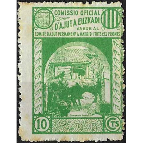 Viñeta. Comisión de Ayuda a Euskadi. 10 Céntimos (Usado)