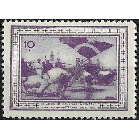Viñeta. Comisión de Ayuda a Euskadi. 10 Céntimos (Nuevo, con señal de fijasellos)