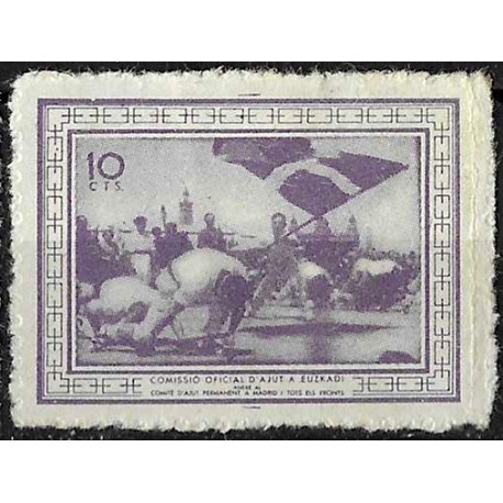 Viñeta. Comisión de Ayuda a Euskadi. 10 Céntimos (Nuevo, con señal de fijasellos y sin goma)