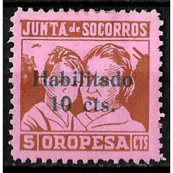 Viñeta. Junta de Socorros. Oropesa. Habilitado 10 Céntimos (Nuevo, con señal de fijasellos)