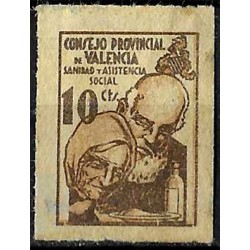 Viñeta. Consejo Provincial de Valencia. 10 Céntimos (Nuevo, con señal de fijasellos y sin goma)