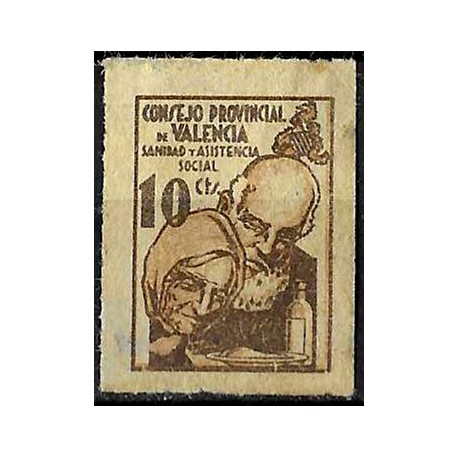 Viñeta. Consejo Provincial de Valencia. 10 Céntimos (Nuevo, con señal de fijasellos y sin goma)