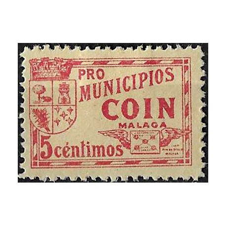 Viñeta. Pro Municipios Coin, Malaga. 5 Céntimos (Nuevo, con señal de fijasellos)