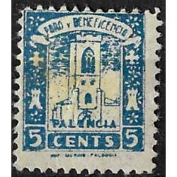 Viñeta. Paro y Beneficencia. Palencia. 5 Céntimos (Nuevo, con señal de fijasellos)