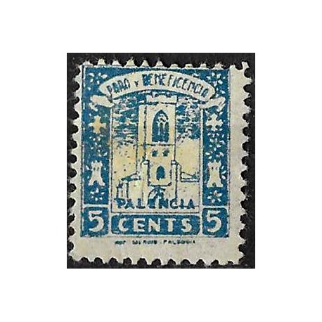 Viñeta. Paro y Beneficencia. Palencia. 5 Céntimos (Nuevo, con señal de fijasellos)