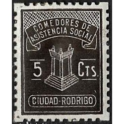 Viñeta. Comedores de Asistencia Social. Ciudad-Rodrigo. 5 Céntimos (Nuevo, con señal de fijasellos)