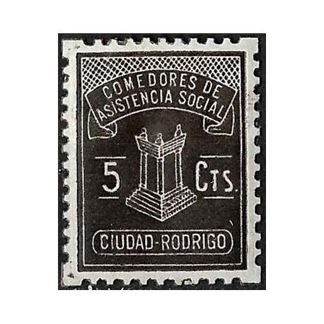 Viñeta. Comedores de Asistencia Social. Ciudad-Rodrigo. 5 Céntimos (Nuevo, con señal de fijasellos)