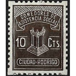 Viñeta. Comedores de Asistencia Social. Ciudad-Rodrigo. 10 Céntimos (Nuevo, con señal de fijasellos)